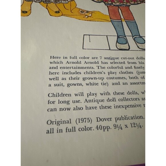 Antique Paper Dolls 1915-1920 Edited By Arnold Arnold 1975 Dover Edition - Picture 4 of 10